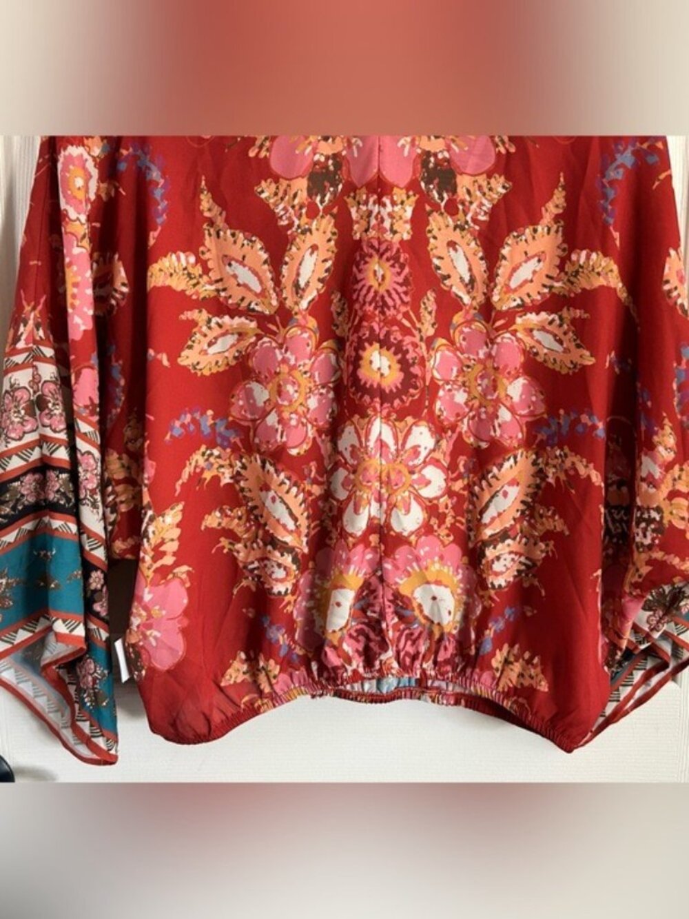 Flying Tomato Rust Floral Tie-Front Peasant Boho Blouse NWT Festival - Picture 14 of 16
